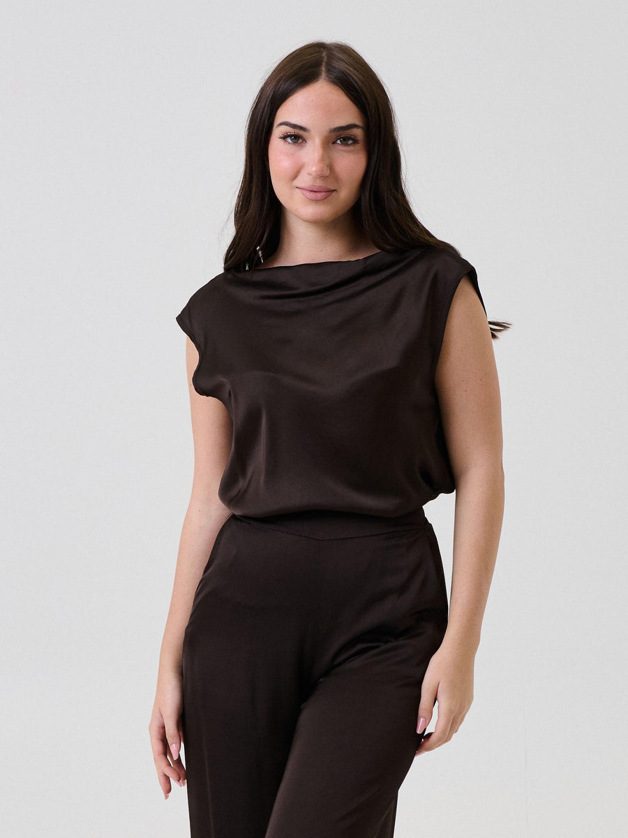 Bluse satinata Armoire marrone con scollo morbido F8989T97Q MOKA Armoire 