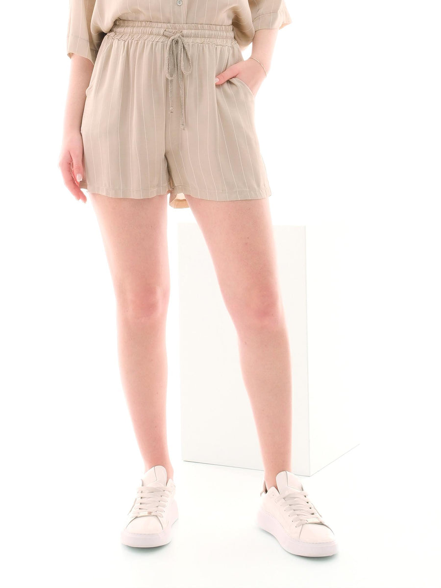 Shorts Armoire beige in raso a righe D778P PAPIRO Armoire 