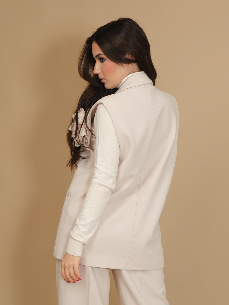 Maxi gilet Imperial vaniglia con maxi spilla fiore removibile L9990007S VANIGLIA Imperial 