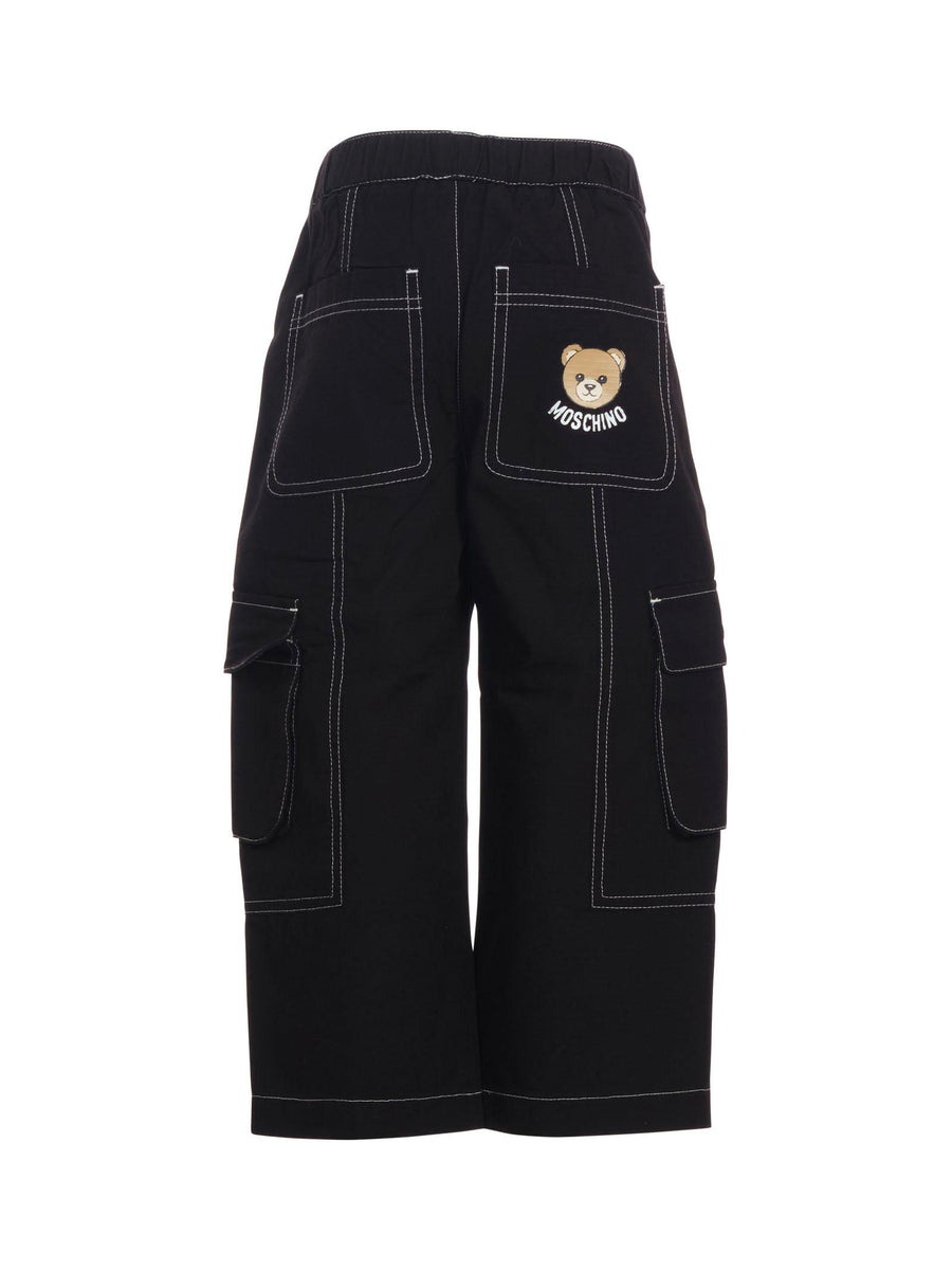 Pantalone cargo Moschino nero con cuciture bianche HUP08J 60100 Moschino 