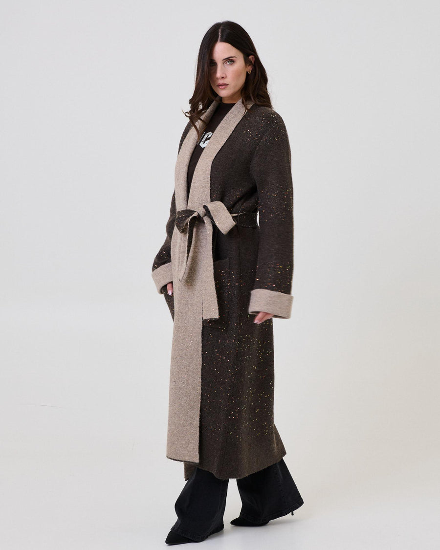 Cappotto in maglia Vicolo moro con micro paillettes 77003F MORO Vicolo 