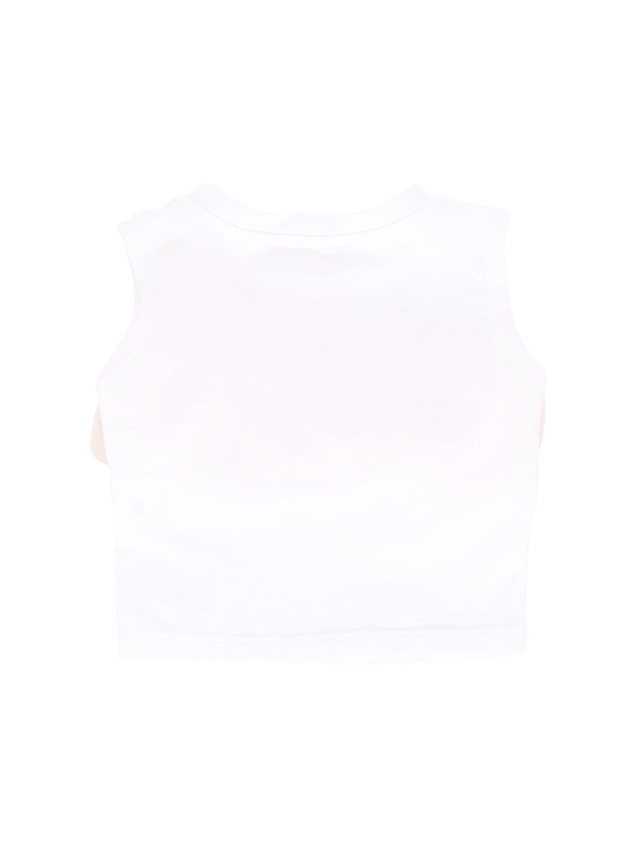 Top Miss Grant bianco con fiori in tulle rosa pesca MG1261 SETU Miss Grant 