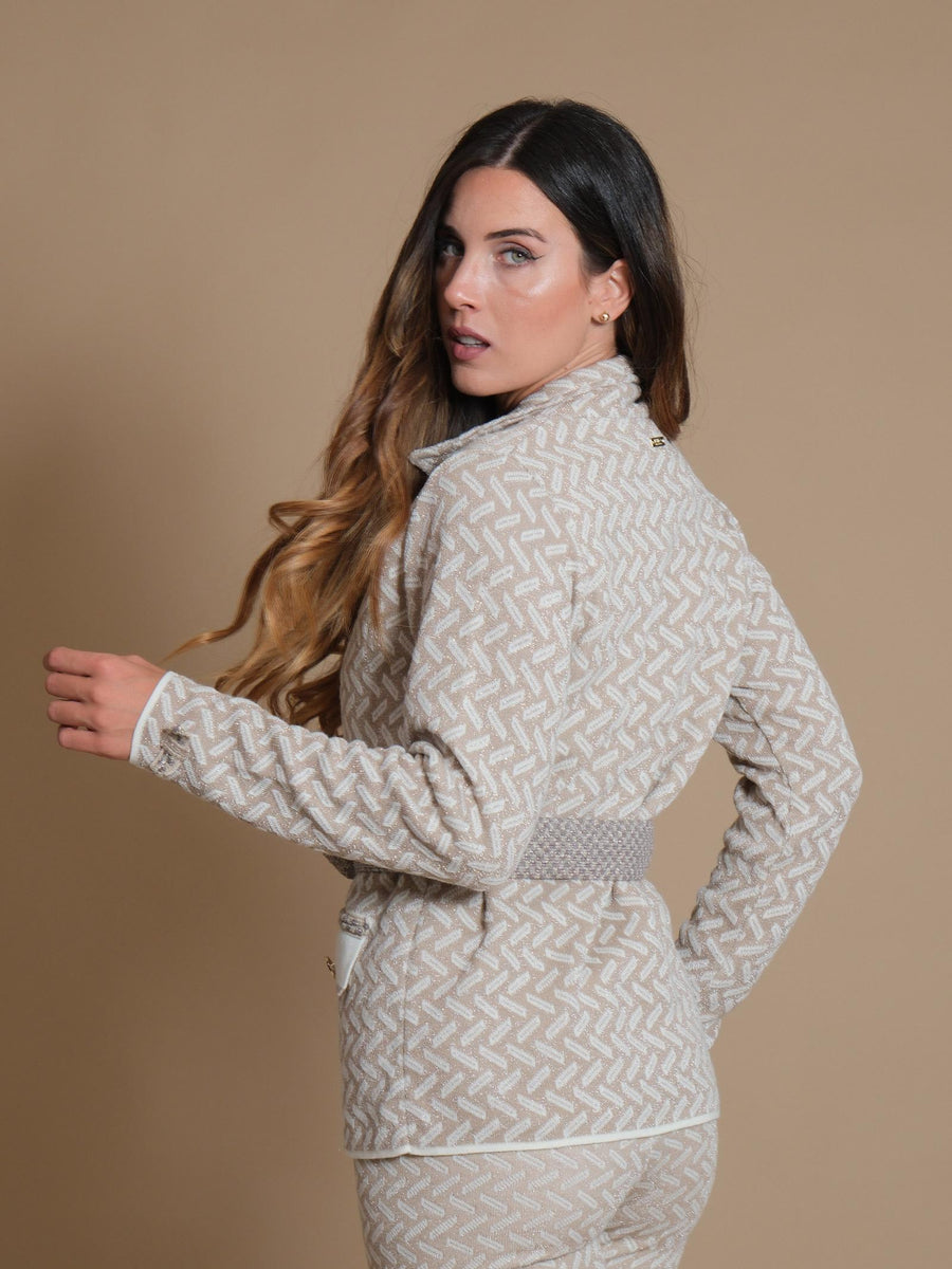 Cardigan Pho aperto in maglia con cintura removibile 4322008 IVORY PHO FIRENZE 