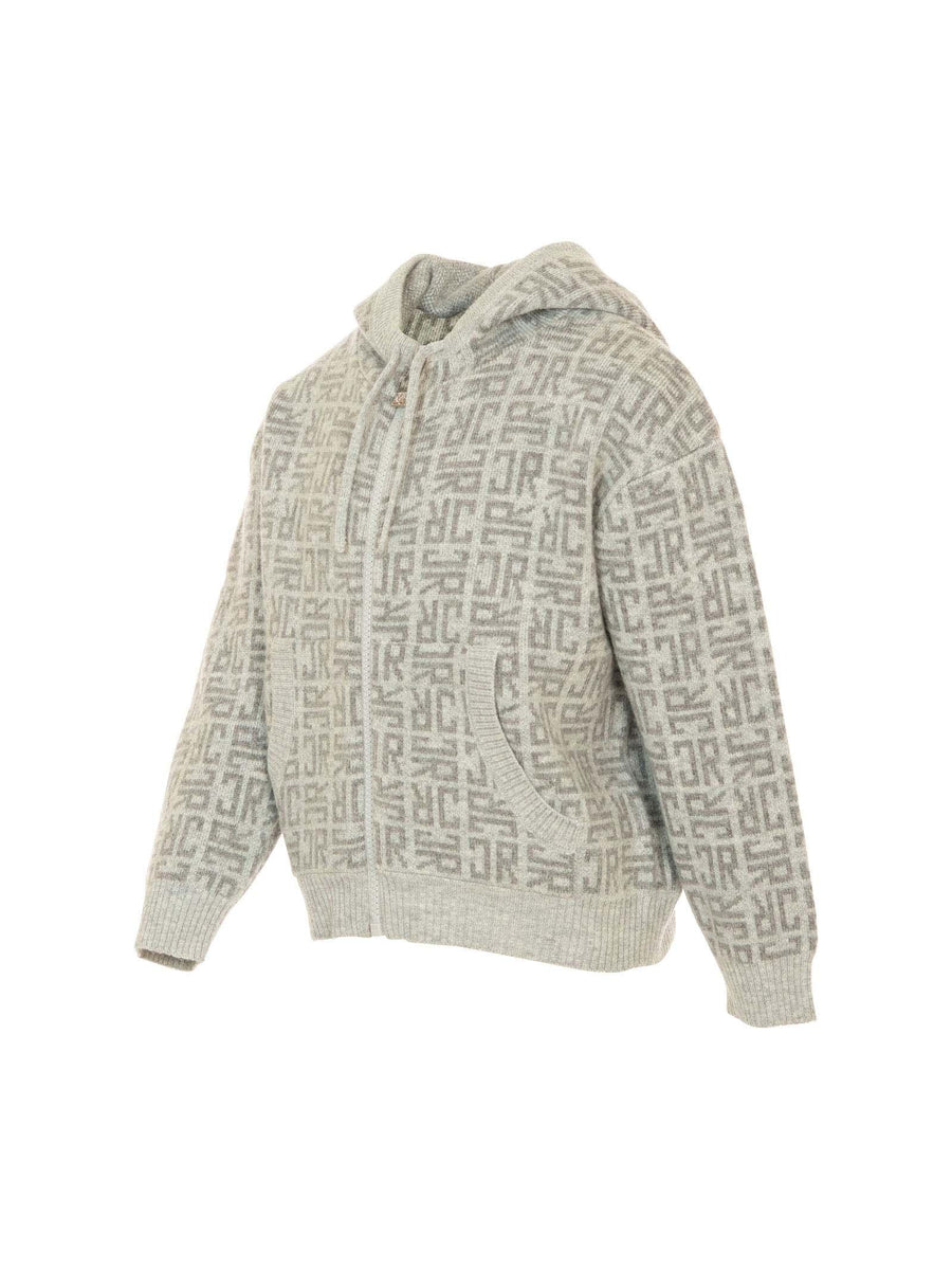 Felpa con zip John Richmond grigia con logo monogram all over RBA25111MA MONOGRAM John Richmond 