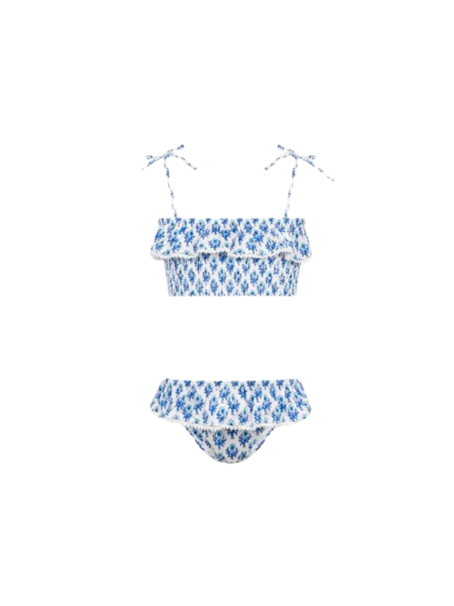 Bikini "melie" Saint Barth azzurro con ricamo smock e volant MELI0001 01252H MC2 SAINT BARTH 