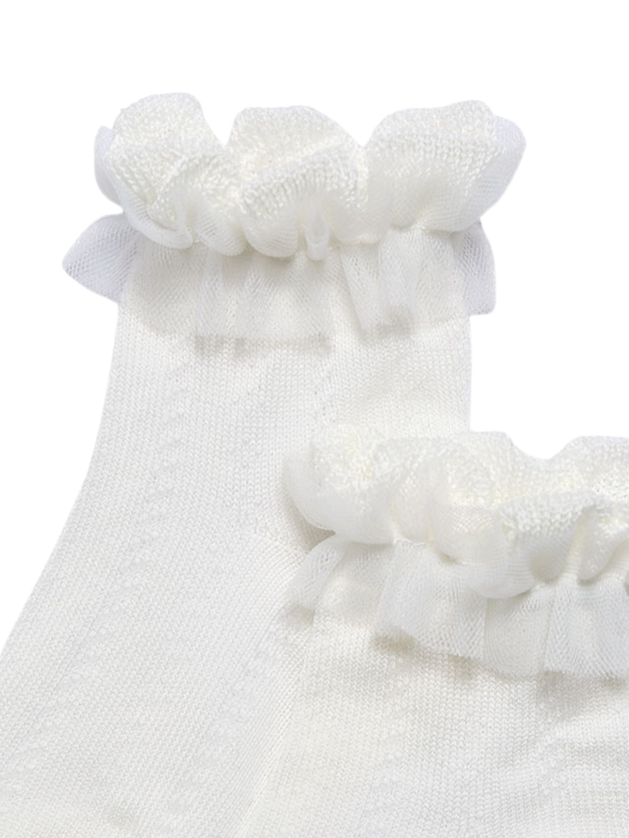 Calzini Abel & Lula bianco con bordo arricciato in tulle 5434 ECR Abel & Lula 