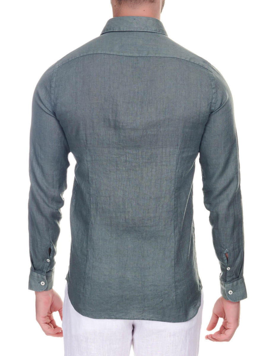 Camicia in lino verde militare FS050MC309LUCA 28 Mastricamiciai 