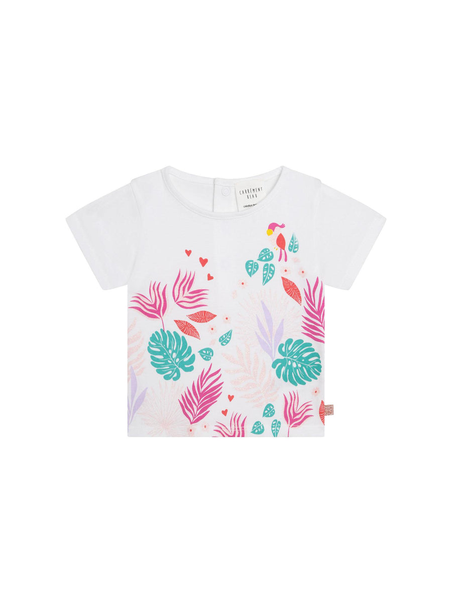 T-shirt stampa tropical Y05248 BIANCO Carrement Beau 