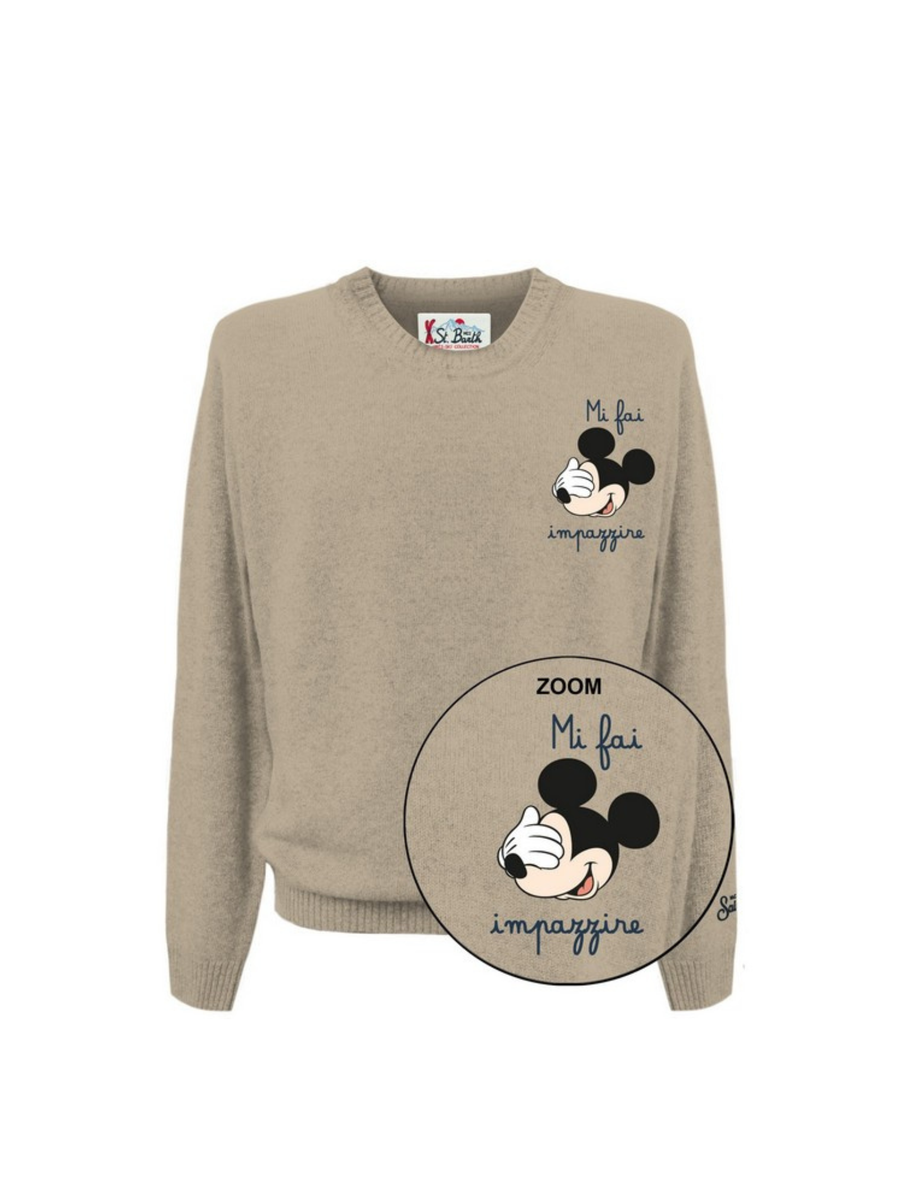 Maglione "11" Saint Barth beige con topolino e scritta "Mi fai impazzire" HER0024 03258I MC2 SAINT BARTH 