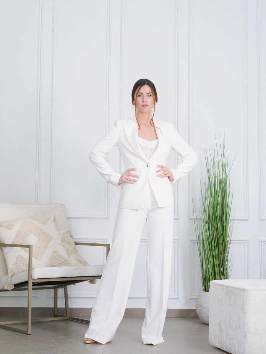 Pantalone basic Silence Limited bianco latte a palazzo SD2025-25S MILK Silence Limited 