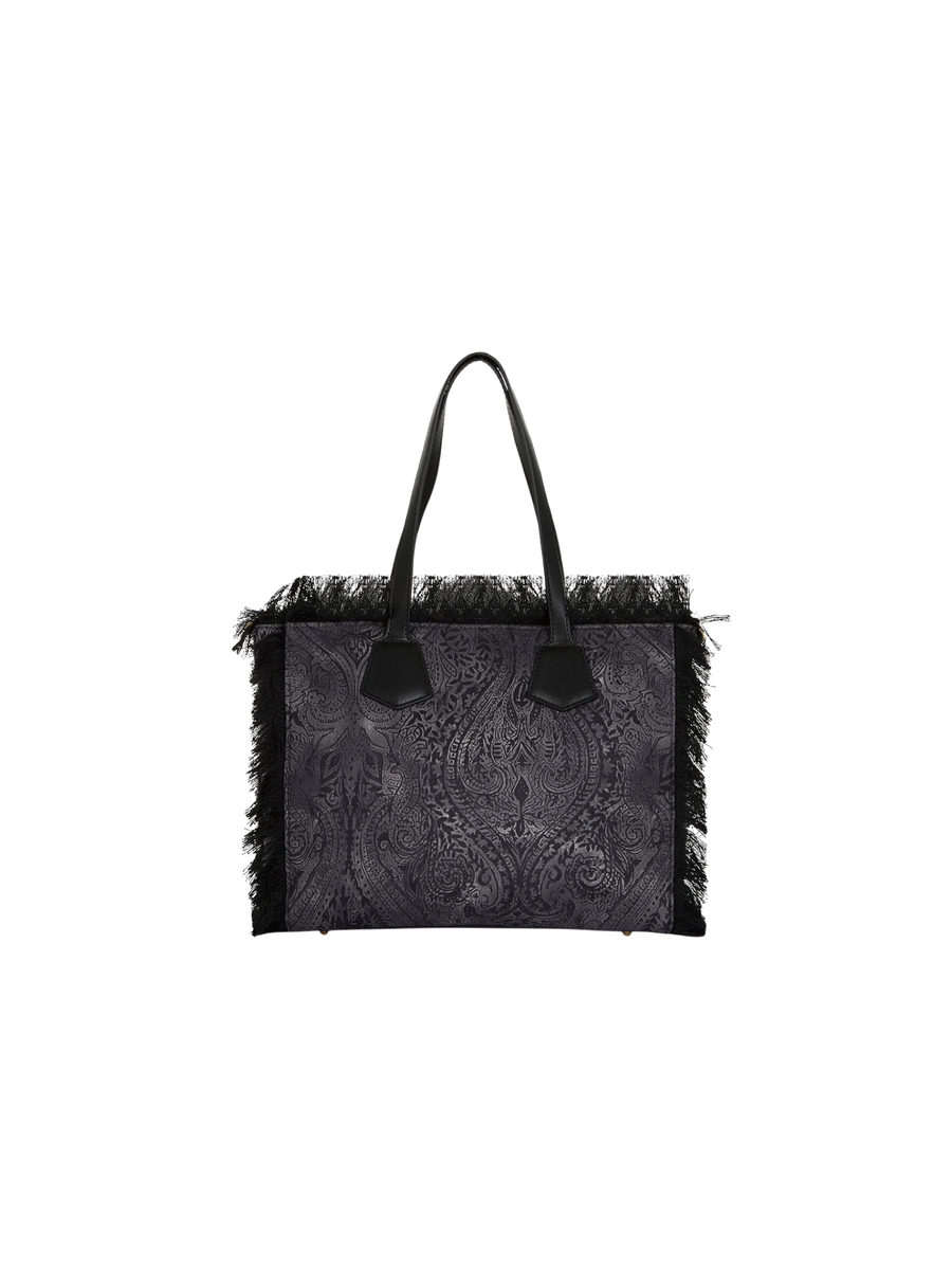 Borsa a spalla Fk nero con frange FA25-WW0260X05 UNI Fk 