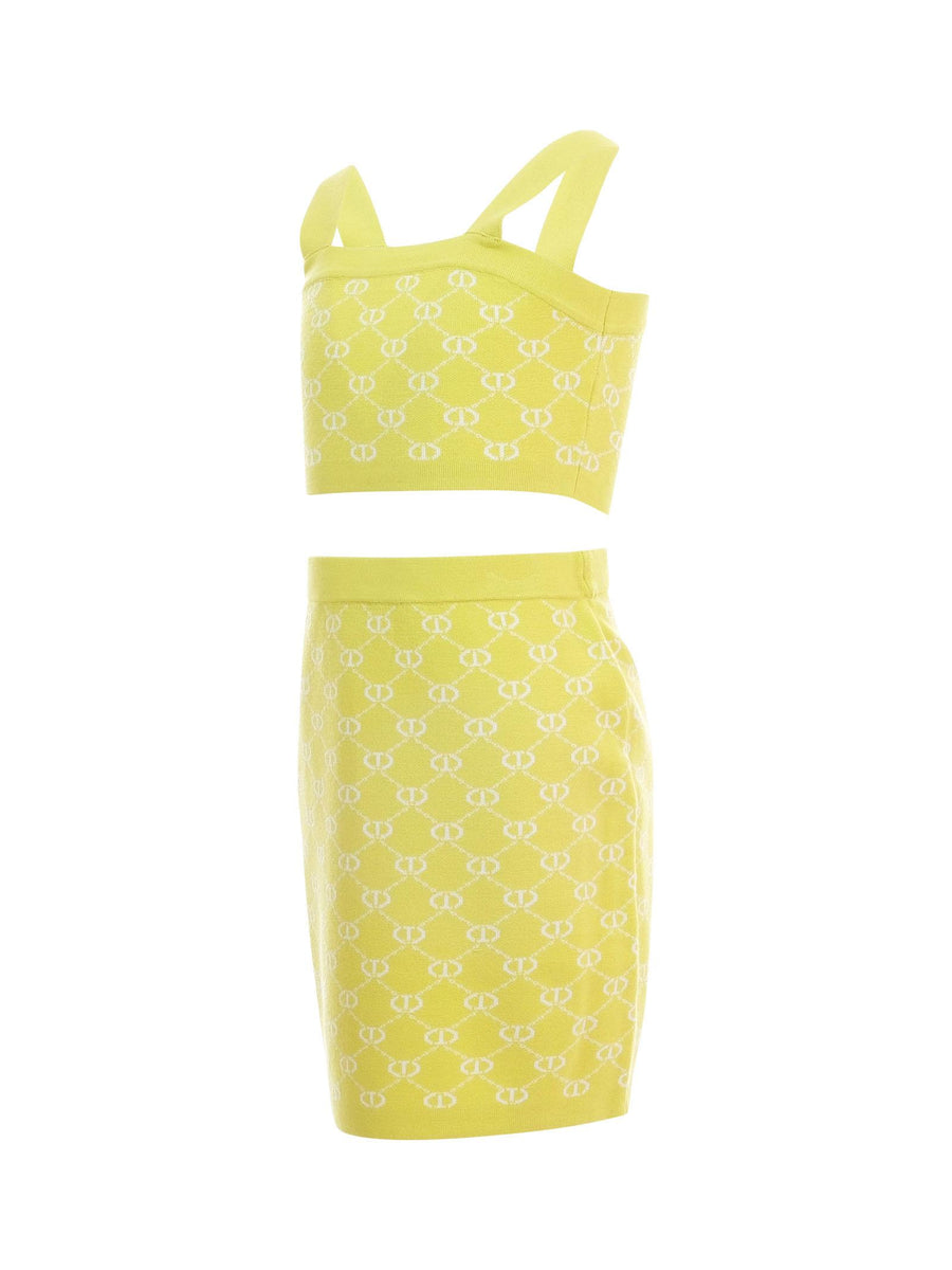 Completo top e gonna Twinset giallo logati all over 251GJ3QX4 12190 Twinset 