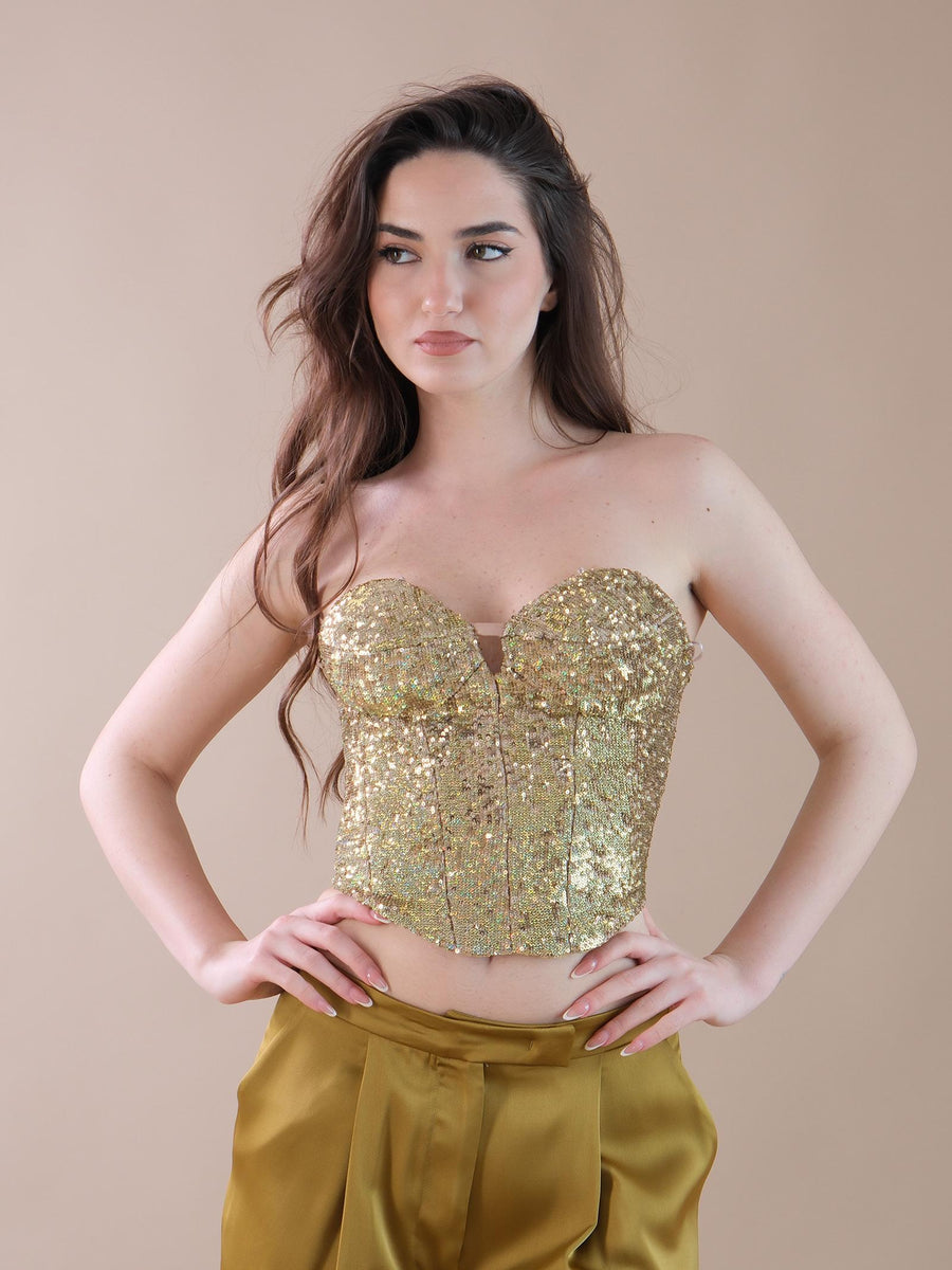 Top bustier Silence Limited oro ricoperto di pailettes SD8018 GOLD Silence Limited 