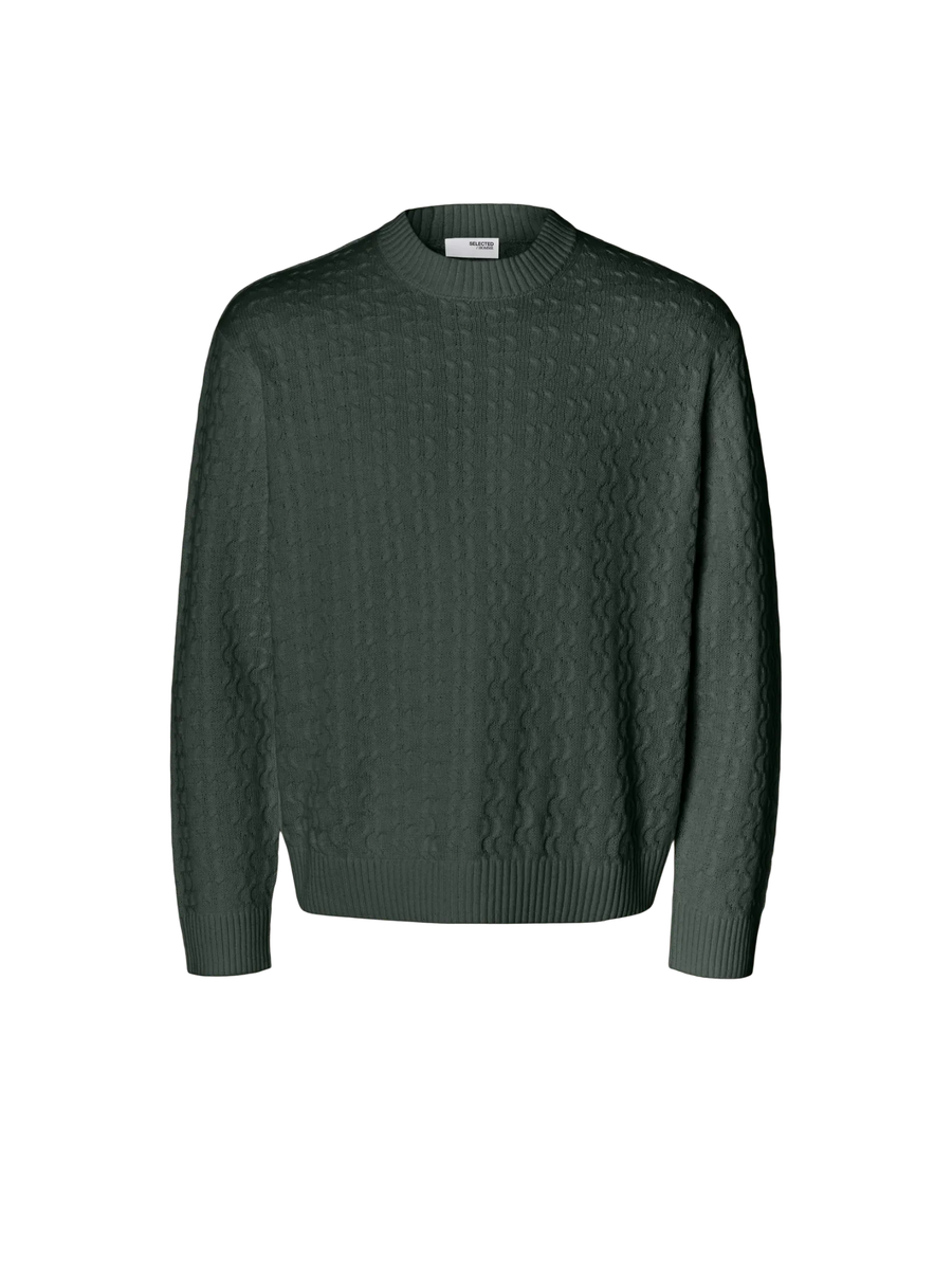 Maglione Selected verde con lavorazione a trecce 16098365 D FOR Selected 