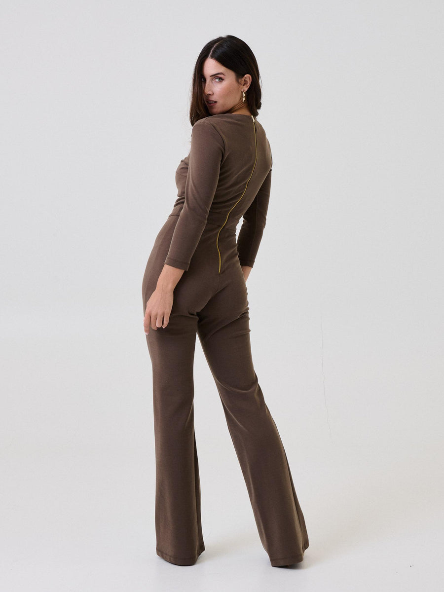 Jumpsuit Bohemain Vì marrone con maniche a 3/4 BHTUT002 BROWN Bohemian V 