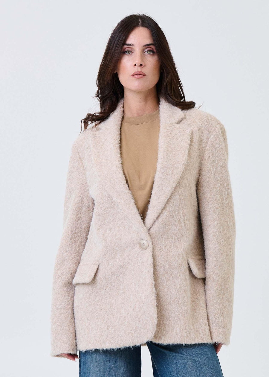 Cappotto Haveone beige in tessuto spazzolato KMIP063 BEIGE Haveone 
