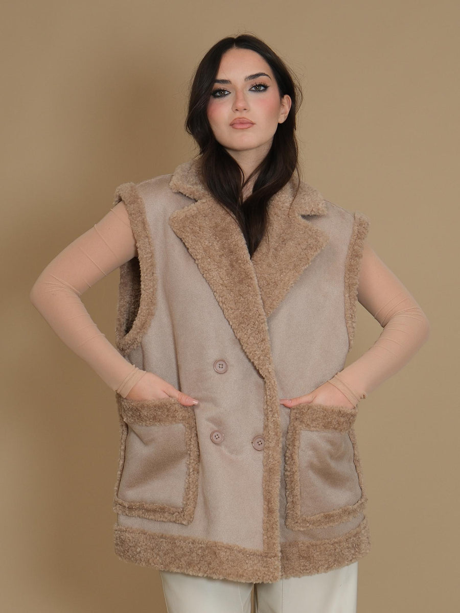 Cappotto montone smanicato Silence Limited Alaska cammello GILET CAMEL Silence Limited 