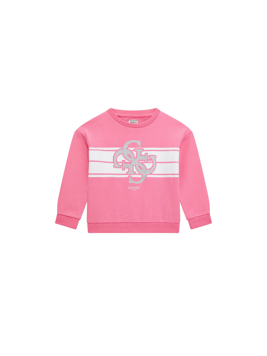 Felpa Guess rosa con dettagli bianchi K5YQ01KA6R4 G6N3 Guess 