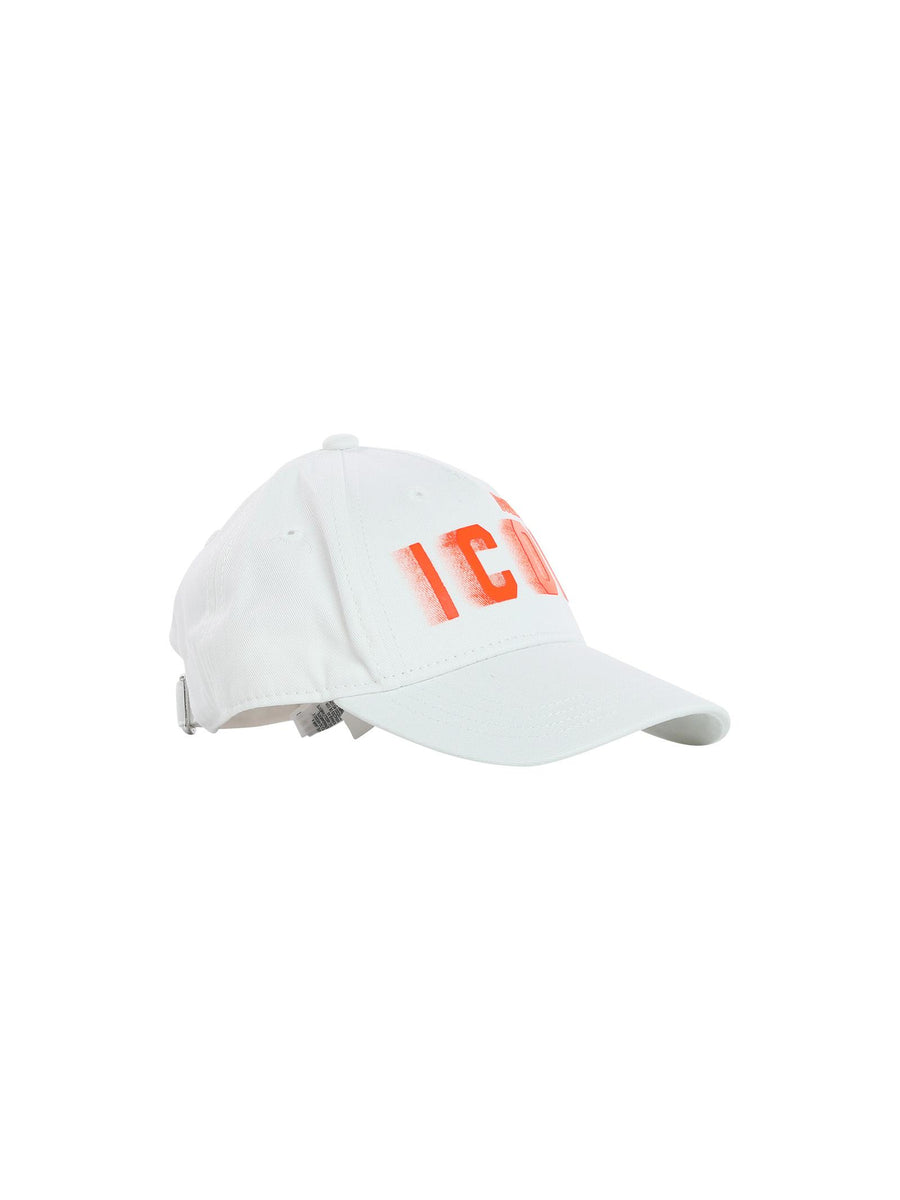 Cappello bianco con logo Icon arancio fluo sfumato DQ2405 DQ10V Dsquared 