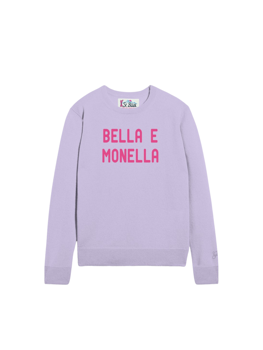 Maglione "Snoopy bow tie 31" Saint Barth glicine con scritta "bella e monella" PRC0001 01972I MC2 SAINT BARTH 