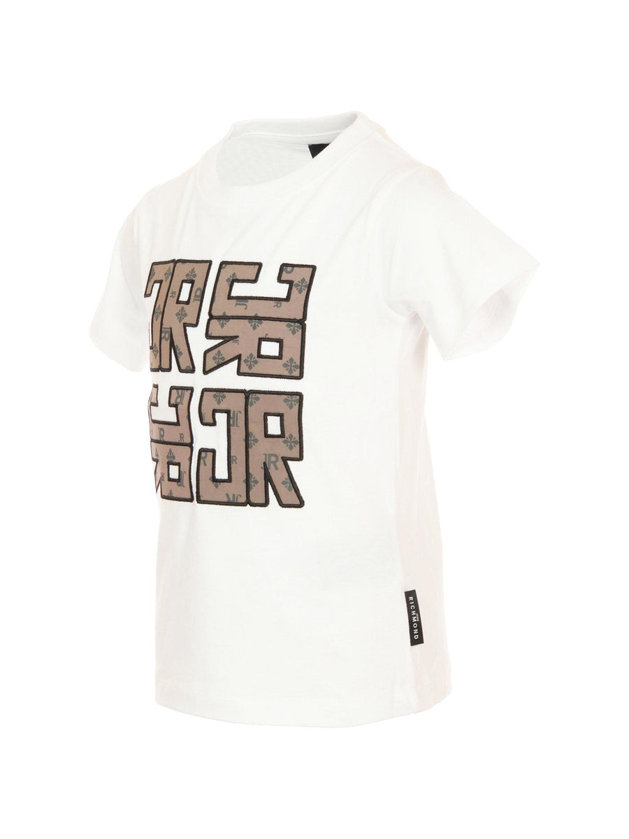 T-Shirt John Richmond bianca con stampa JR e dettagli ricamati RBA25098TS WHITE John Richmond 