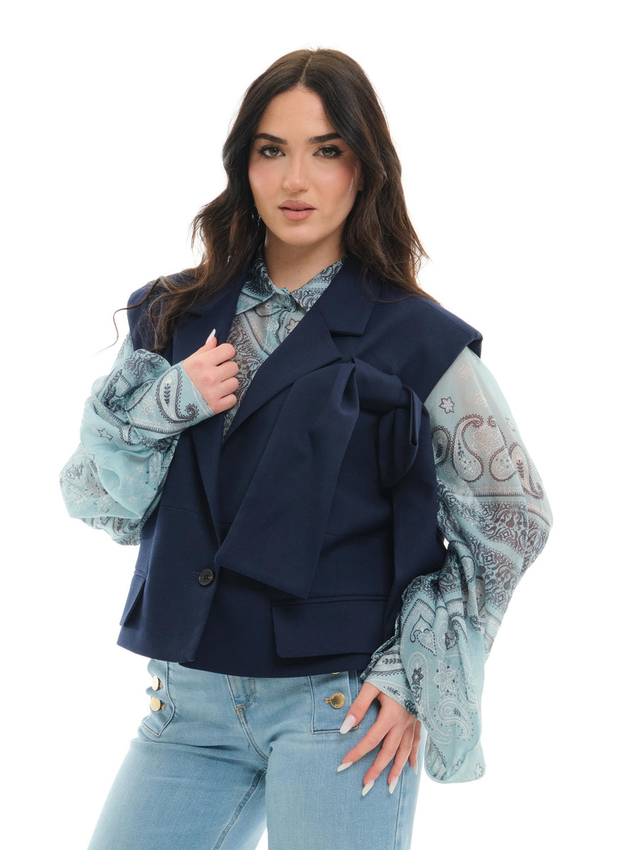 Gilet Vicolo blu con maxi fiocco TD1031 BLU Vicolo 