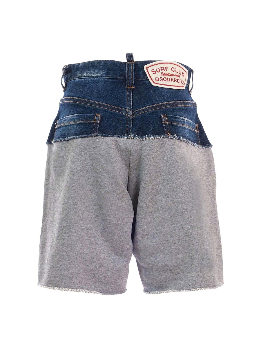 Shorts Dsquared ibridi in denim e felpa grigio e blu DQ2769 DQ937 Dsquared 