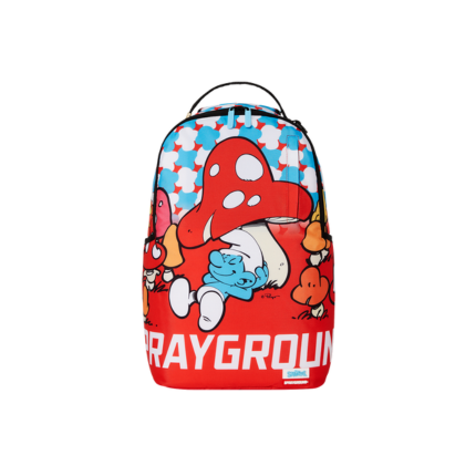 Zaino "Lazy Smurf" Sprayground rosso con stampa funghi e i puffi 910B7239 NSZ Sprayground 
