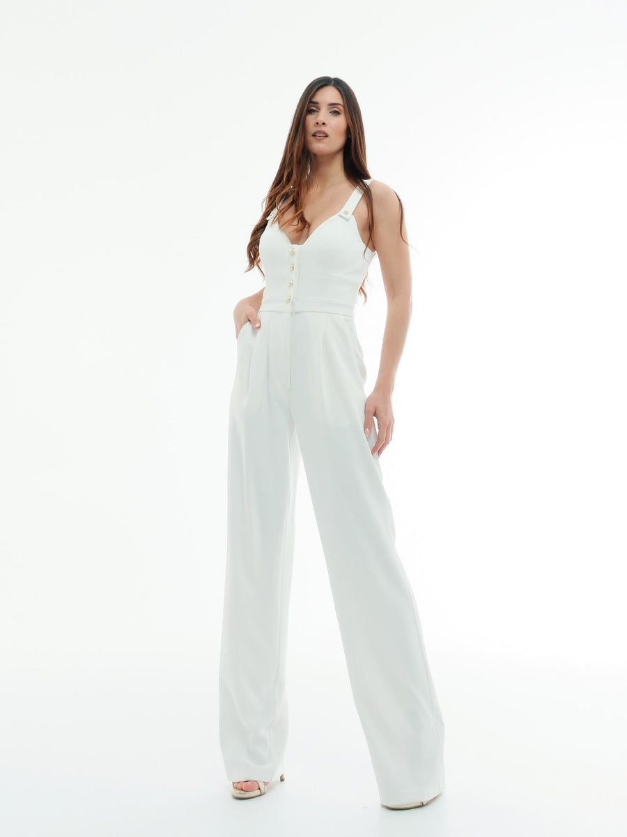 Tuta Silence Limited bianca con bottoni gioiello TUT648 OFFWHITE Silence Limited 