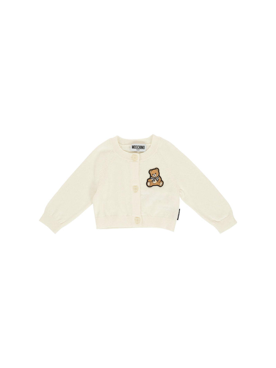 Cardigan Moschino bianco con patch teddy MDW015 10063 Moschino 