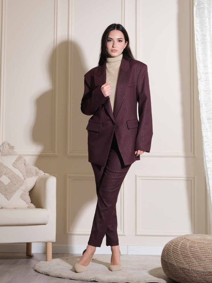 Giacca Imperial melanzana gessata con filo lurex JAS3IQZ MELANZANA Imperial 