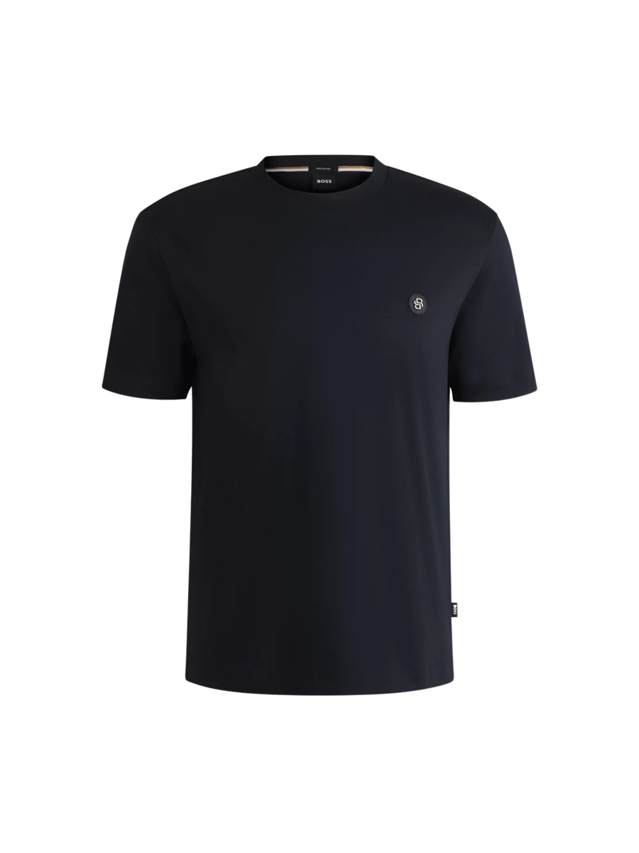 T-Shirt Boss blu scuro con monogramma double B 50520298 404 Boss 