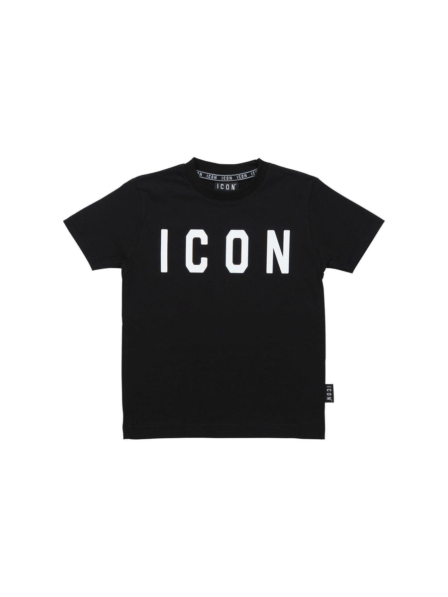 T-Shirt Icon nera con stampa logo frontale S00746 NERO Icon 