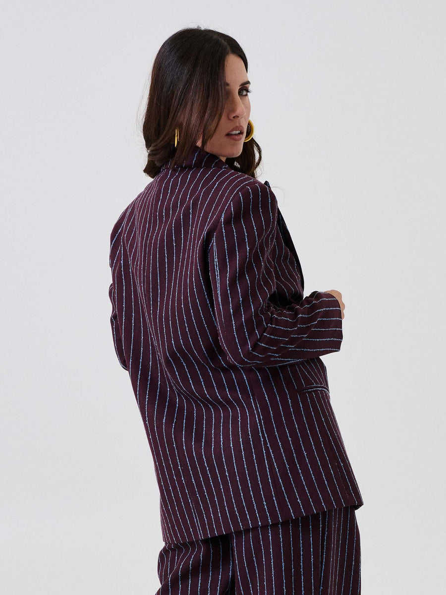 Blazer doppiopetto Bohemian Vì bordeaux a righe azzurre SDBO5017 BORDEAUX Bohemian V 