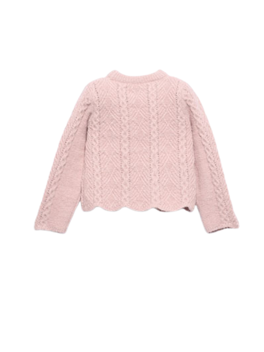 Maglione traforato Abel & Lula rosa con fondo smerlato 5829 Petalo Abel & Lula 