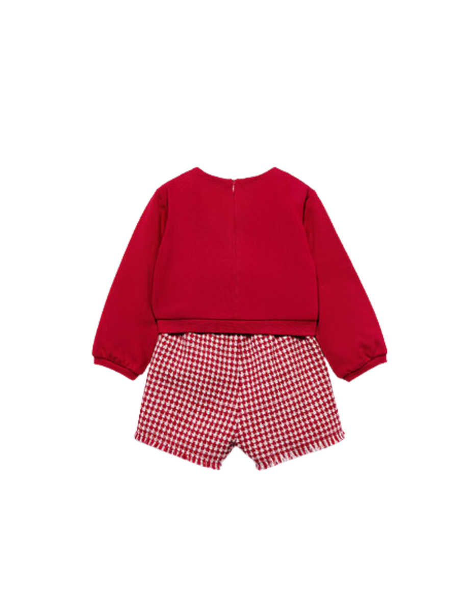 Completo pied-de-poule Abel & Lula rosso con fiocco 5711 Rosso Abel & Lula 