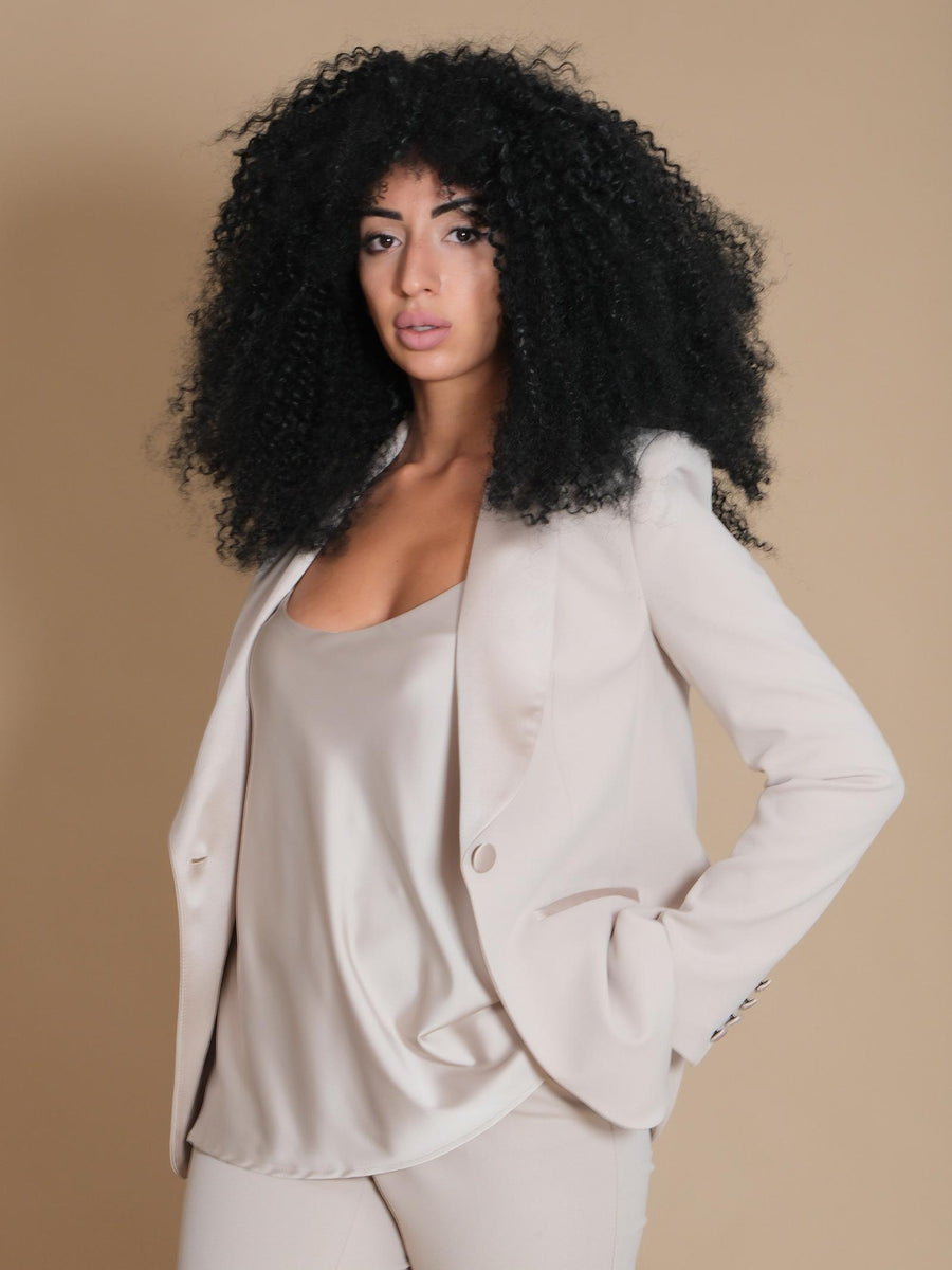 Giacca Imperial beige luna smoking rever in raso JAQ0IAW BEIGE LUNA Imperial 