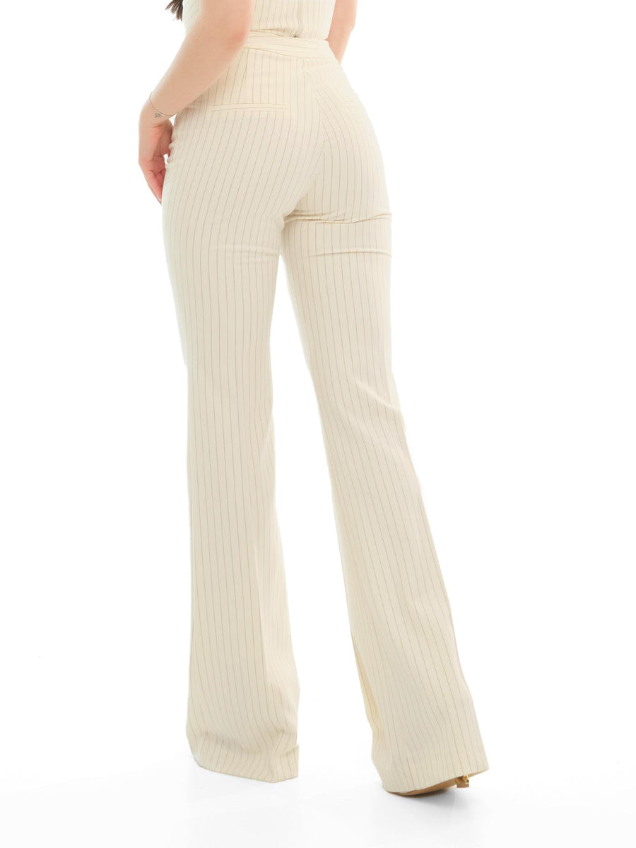 Pantalone "stripe" Silence Limited avorio con righe gessate PA293 CREAM Silence Limited 