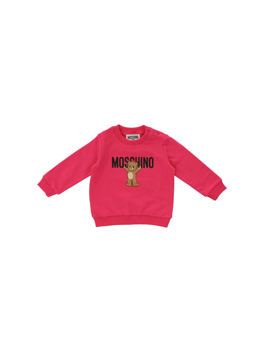 Felpa  Moschino  fucsia stampa Teddy Bear e logo lettering MNF060 50541 Moschino 