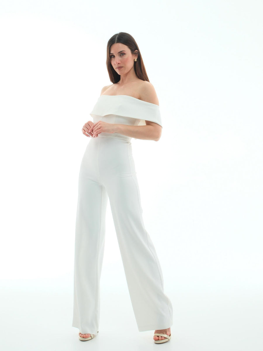 Jumpsuit Silence Limited bianca con scollo a barca TUTF8 OFFWHITE Silence Limited 