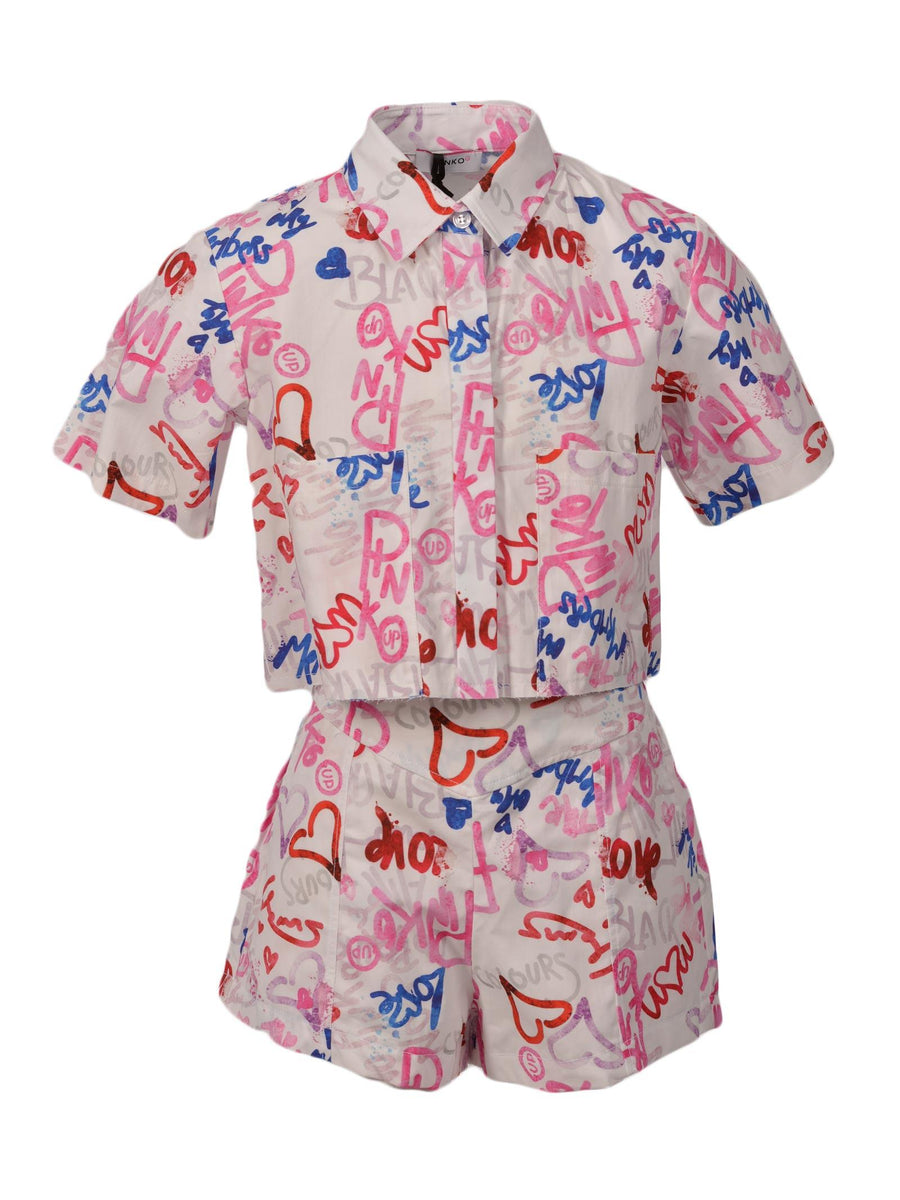 Camicia bianca cropped all over 030040 200 Pinko 