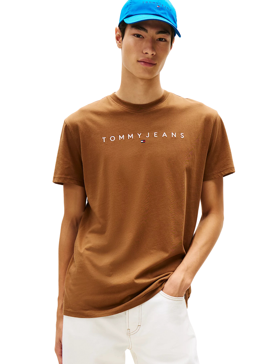 T-shirt Tommy Hilfiger marrone con logo lineare ricamato DM0DM20744 0HD Tommy Hilfiger 