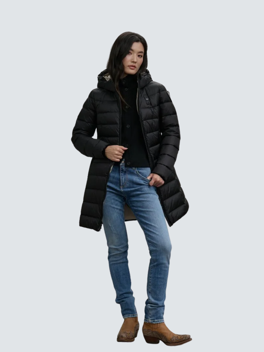 Giubbino lungo a righe "Agnes" Blauer nero BLDK03102 999EI Blauer 