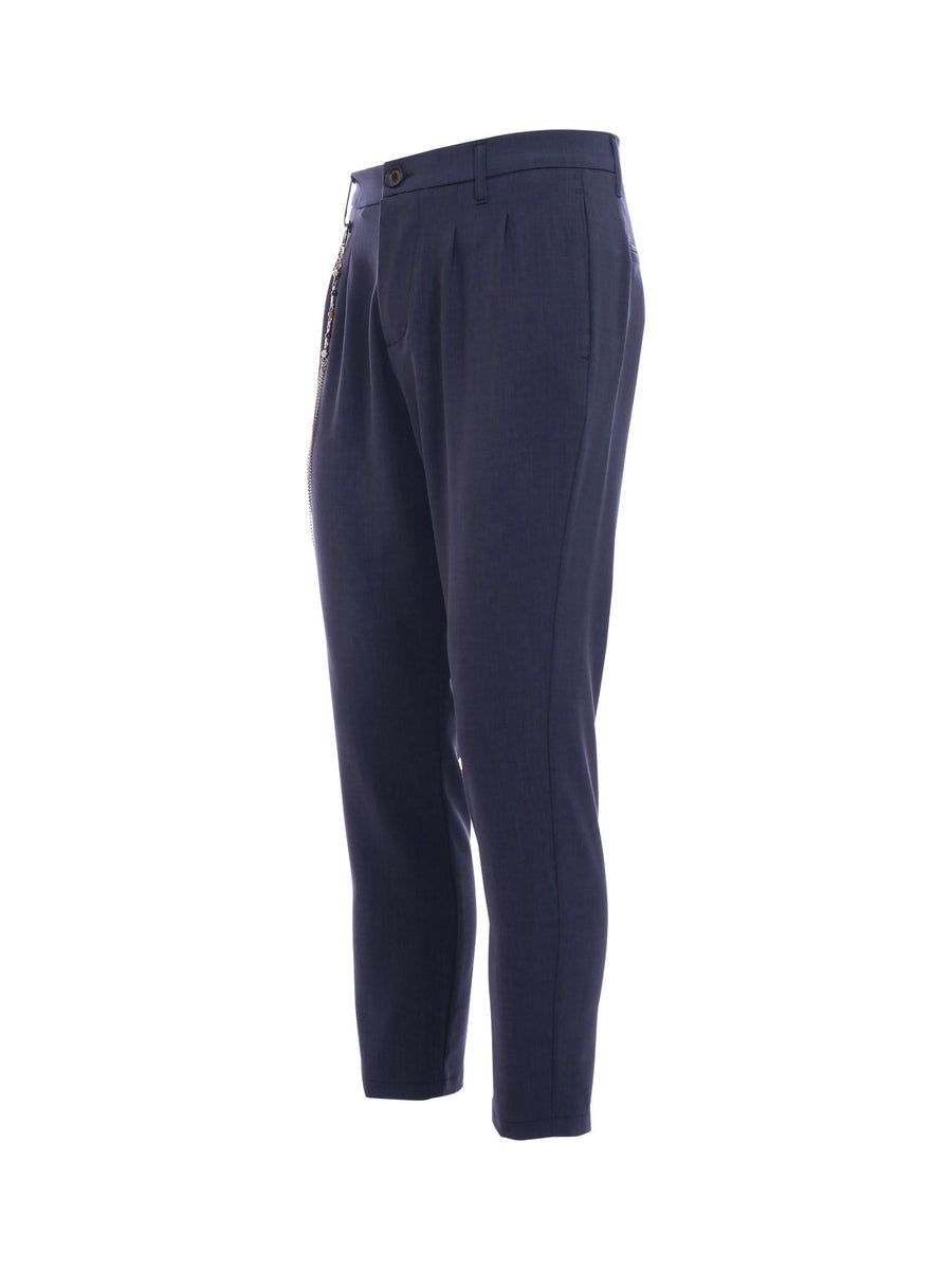 Pantalone Imperial blu con pinces e catena charm removibile PB51JCH BLU Imperial 