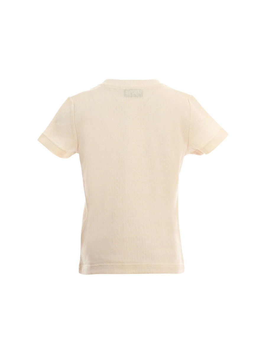 T-Shirt Moschino beige con logo lettering all over a contrasto HUM05D 86200 Moschino 