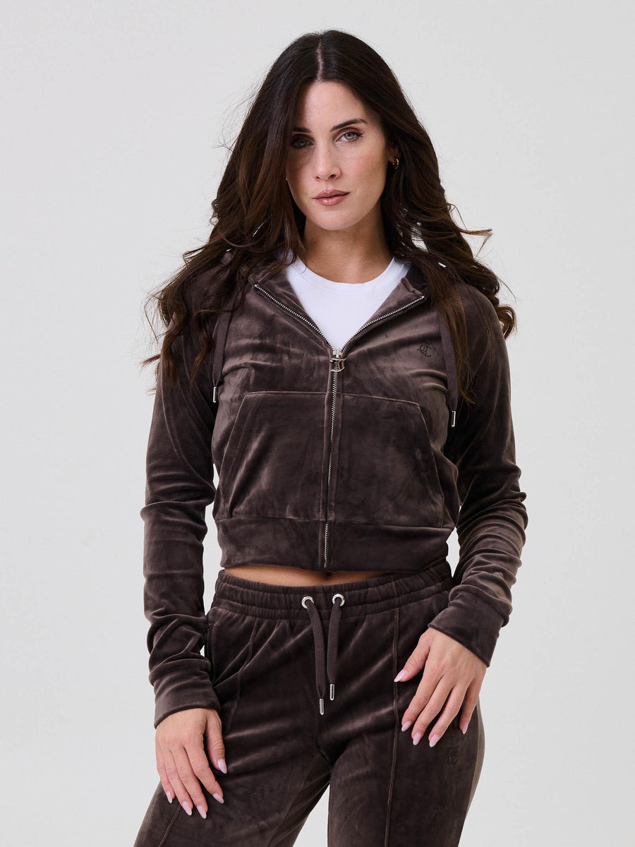 Felpa in velluto Juicy Couture marrone con logo in strass VIJH70698WPF JB7 Juicy Couture 