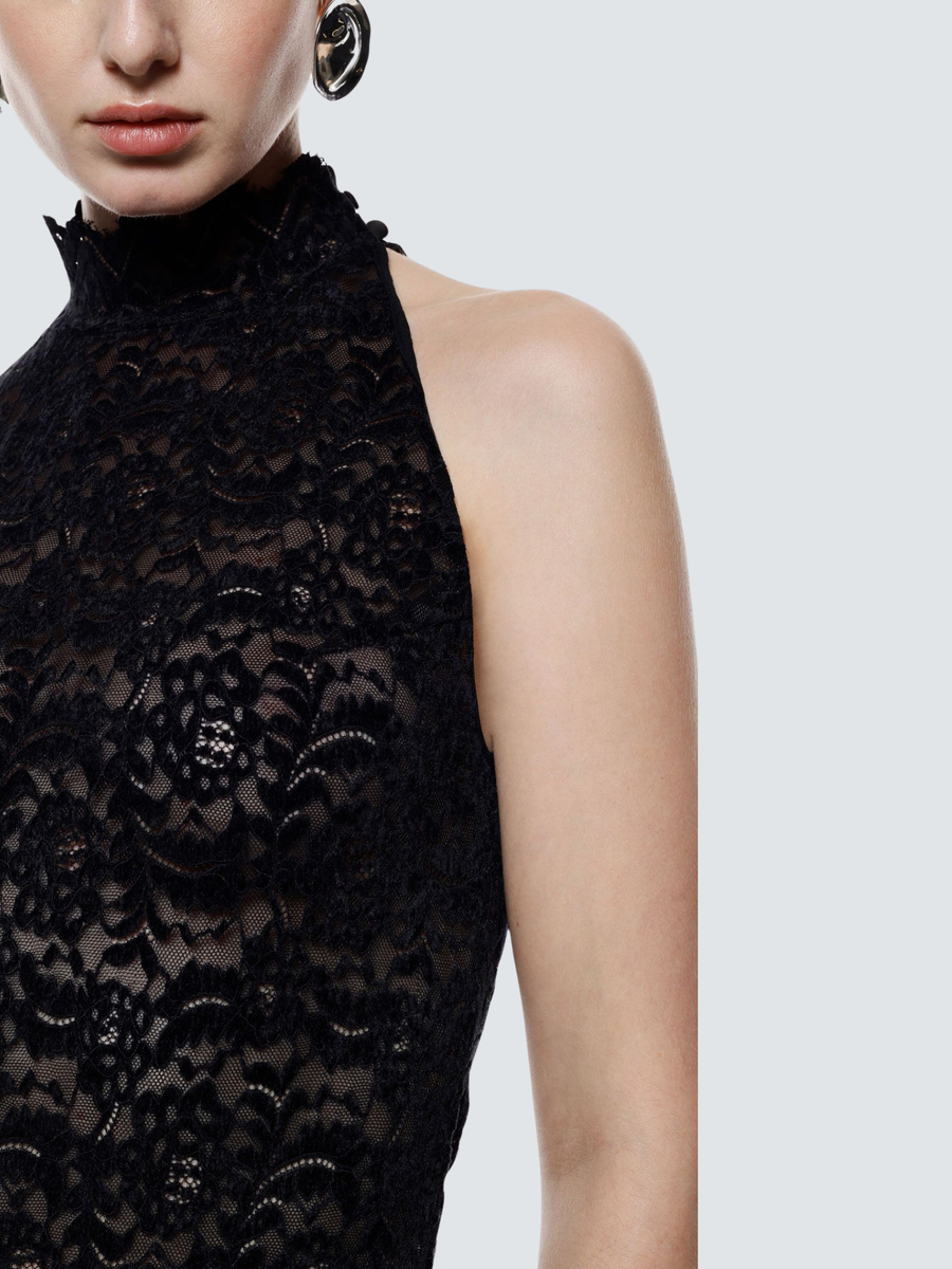 Body pizzo ricamato Imperial nero senza maniche e collo alto B261KKI NERO Imperial 