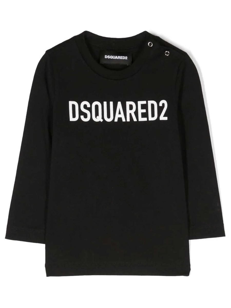 T-shirt manica lunga nera con logo bianco sul fronte DQ2007D0A4C DQ900 Dsquared 