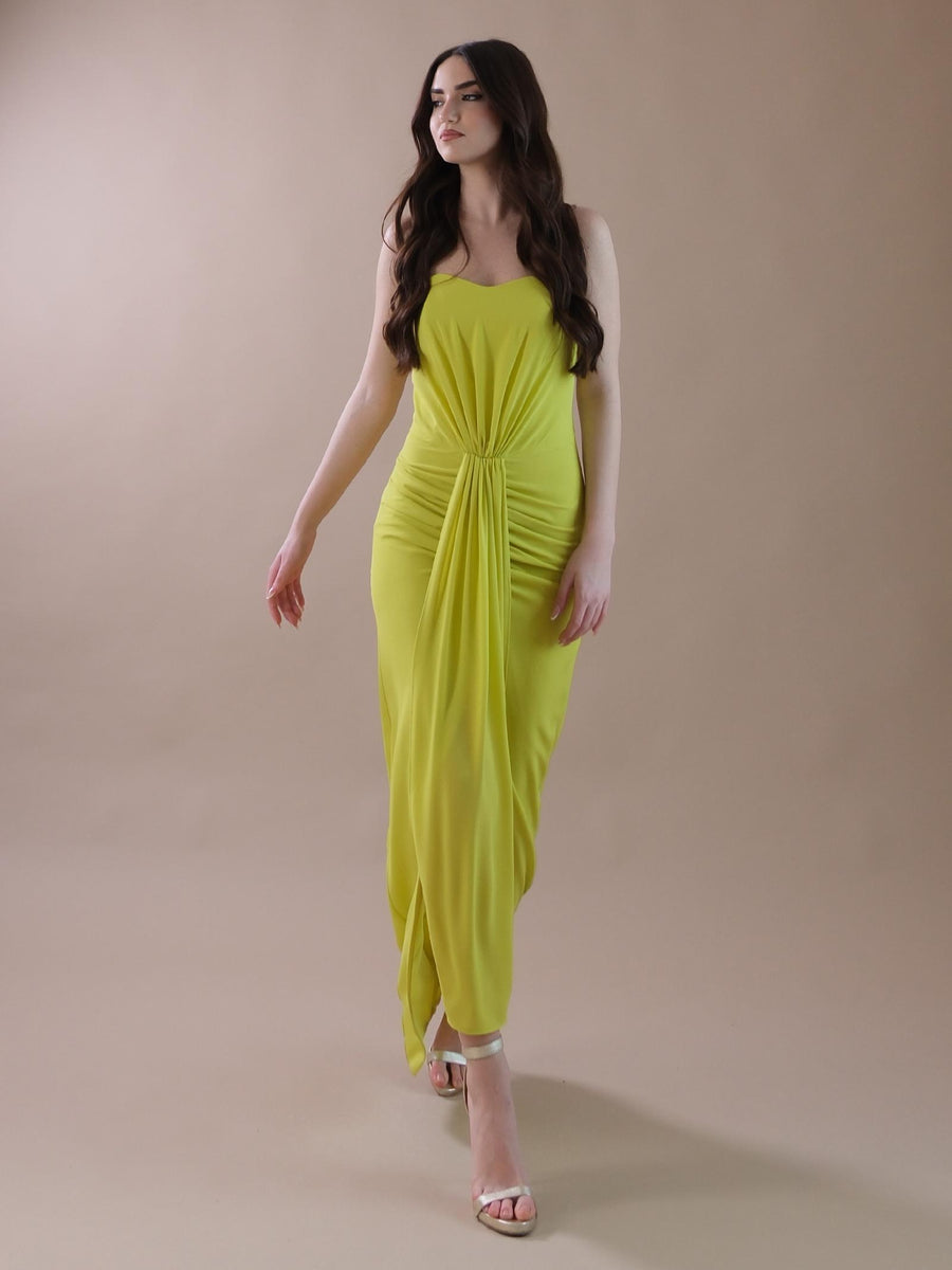 Abito lungo verde acido con maniche removibili SD5014 ACID Silence Limited 