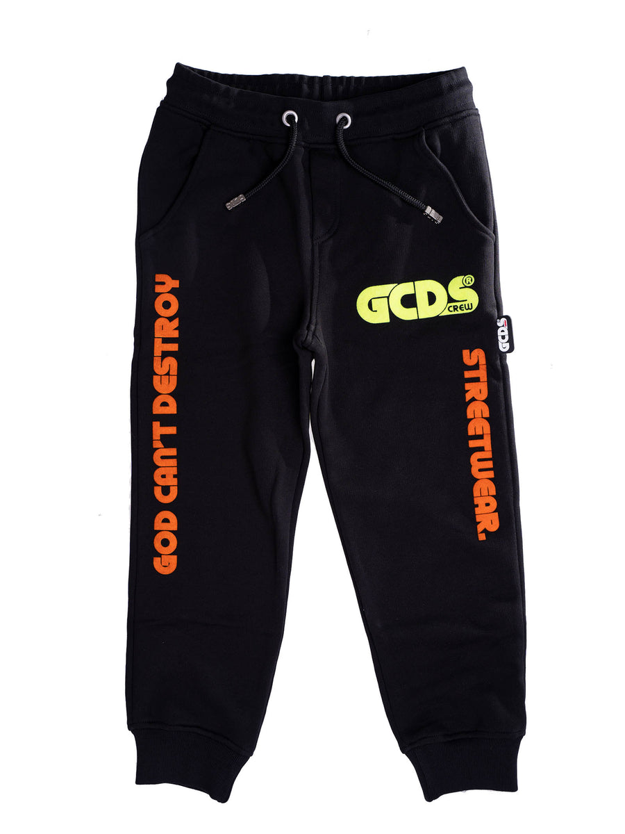 Pantalone nero logo GCDS